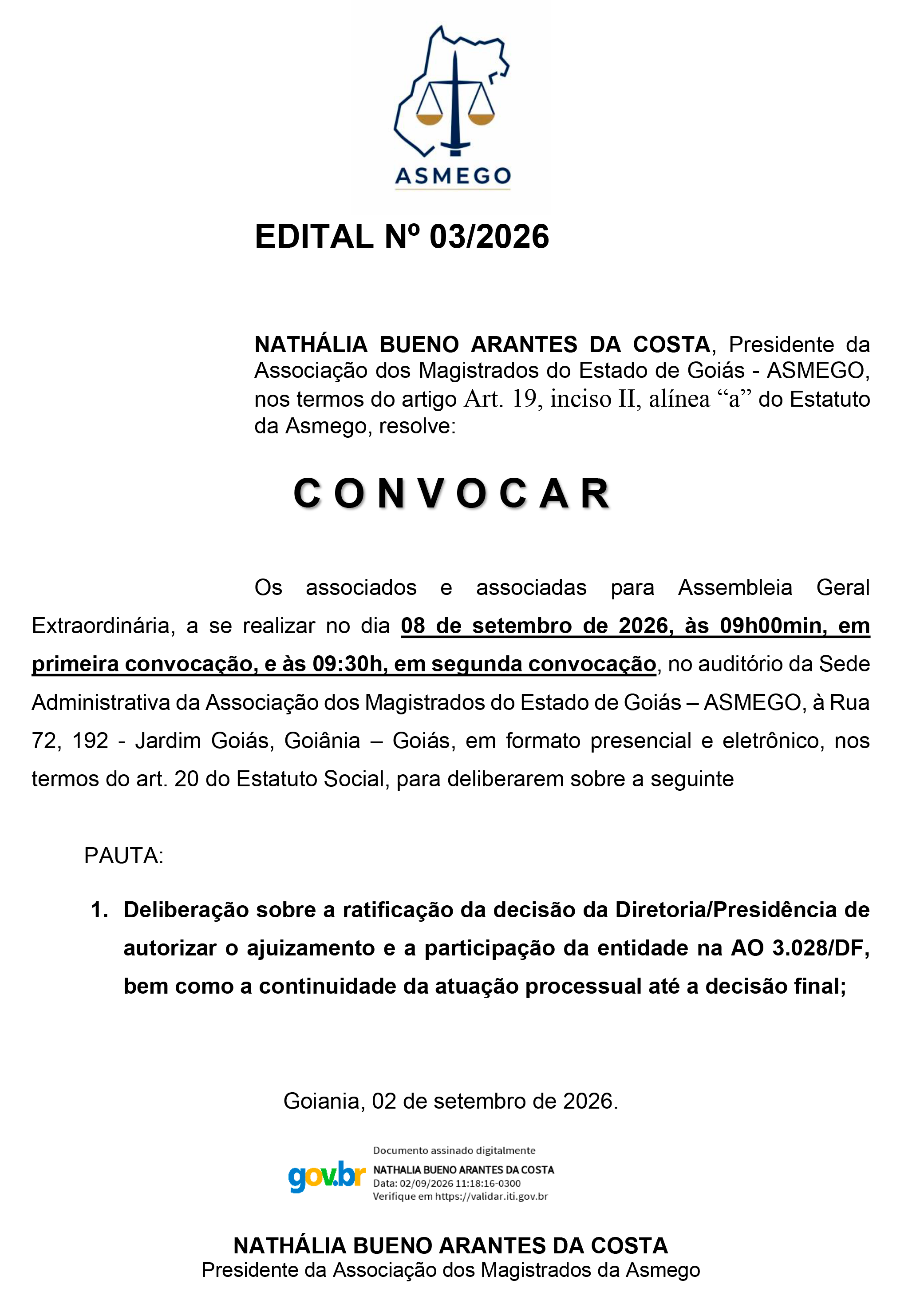 Edital 03 ASMEGO Assembleia Extraordinaria assinado
